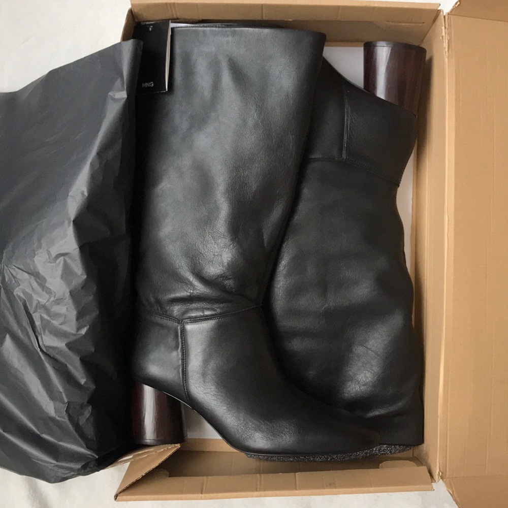 Mango leather high leg boots